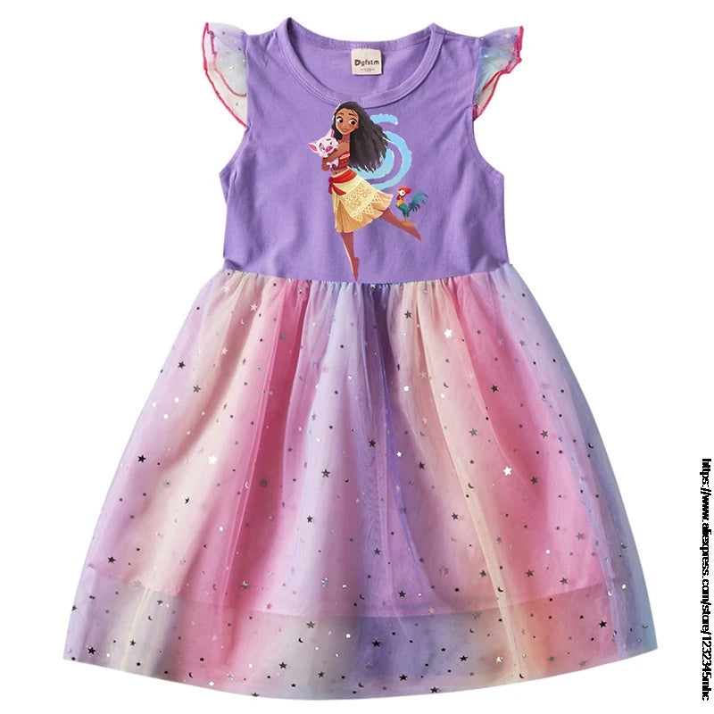 Moana Flying Sleeve Tutu Dress for Girls - Cyprus