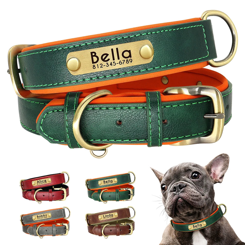 Personalised Leather ID Collar with Free Engraving for Dogs