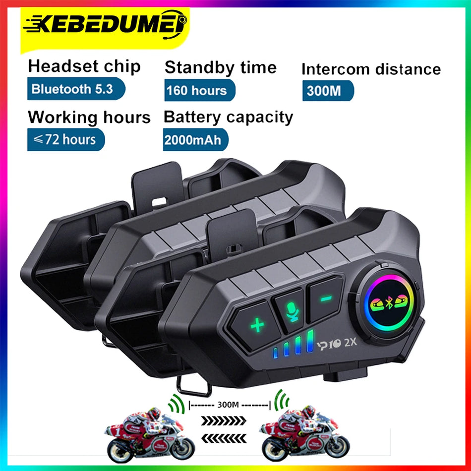 Kebidumei YP10 Bluetooth Motorcycle Helmet Intercom - 300M Ασύρματο σύστημα επικοινωνίας