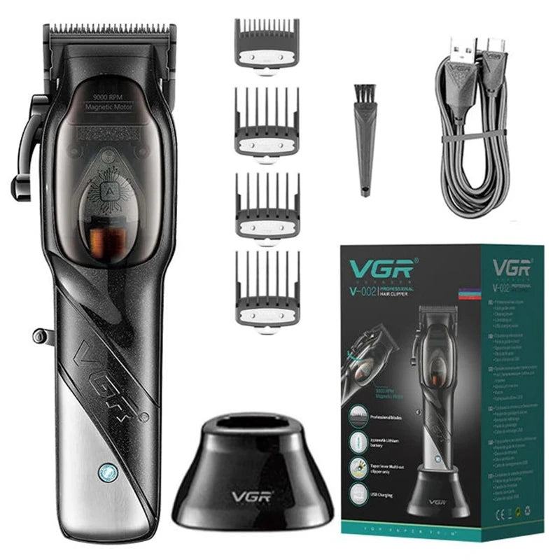 VGR Professional Hair Trimmer Cordless Barber Hair Clipper For Men Beard Electric Hair Cutting Machine Adjustable Rechargeable