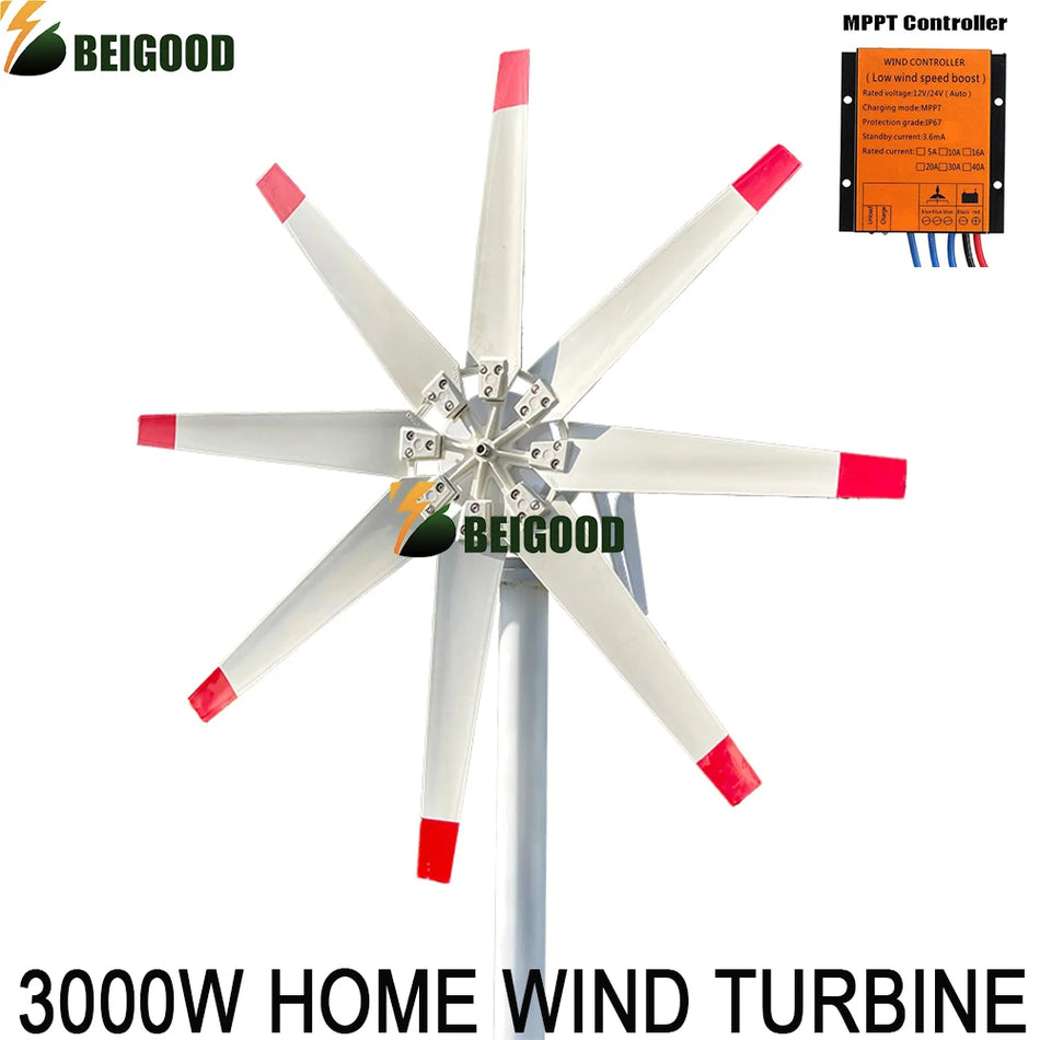 BEIGOOD 3KW Horizontal Wind Power Generator with MPPT Controller