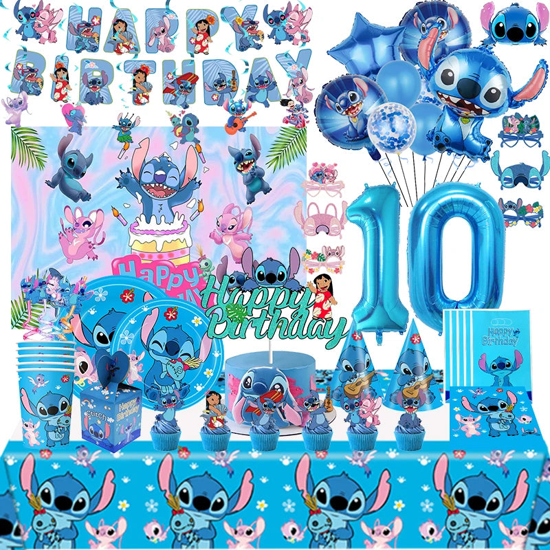 🔵 Disney Stitch Tema Doğum Günü Partisi Dekorasyon Malzemeleri - Kıbrıs