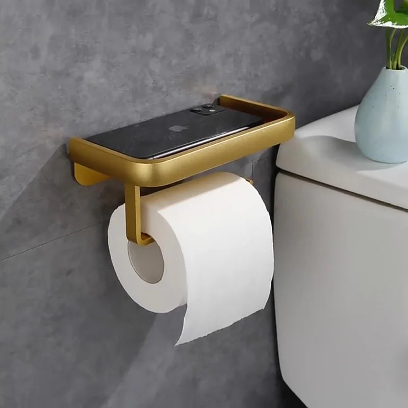 Punch Free Metal Toilet Paper Towel Holder with Storage - Cyprus