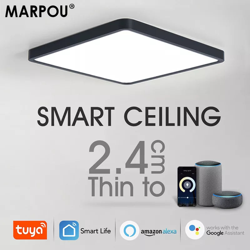 Marpou Square Smart Stord Lavel Lamp 36W Tuya App Voice Control с Wi -Fi Alexa/Google Dimmable Потолочные огни для гостиной