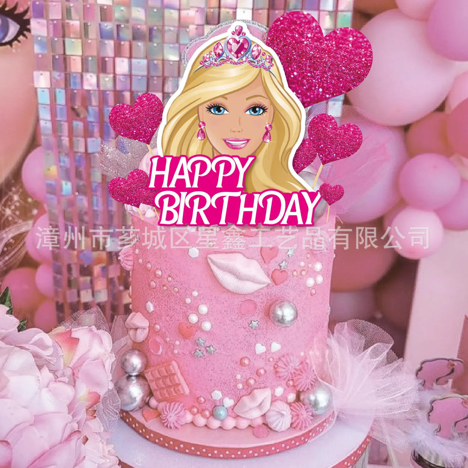 🔵 Barbie Cake Topper Children's Birthday Party Decoration Set - Cyprus