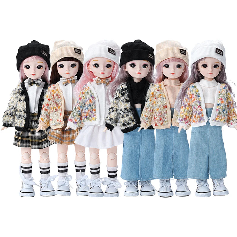 Moda kazak seti 1/6 bjd bebek yedek giysileri kız veya erkek bebek etek aksesuarları 30cm bebek çocuklar kız oyuncak hediye