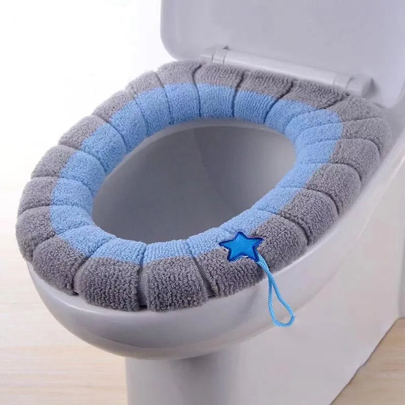 Winter warme toiletstoel Cover Mat badkamer toiletkussen kussen met handgreep dikkere zachte wasbare wastoolwarmer -accessoires