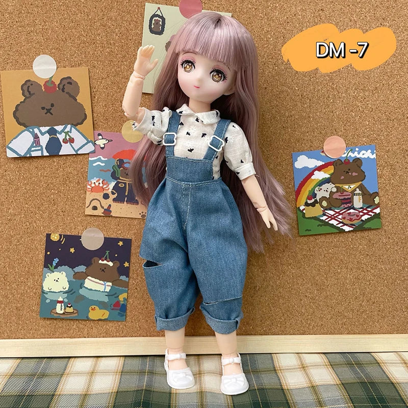 Bjd bebekler 30cm anime bebek tam set 1/6 bjd 23 etek şapkası ile ortak hareketli gövde kızlar giydirme diy oyuncaklar yeniden doğmuş kawaii