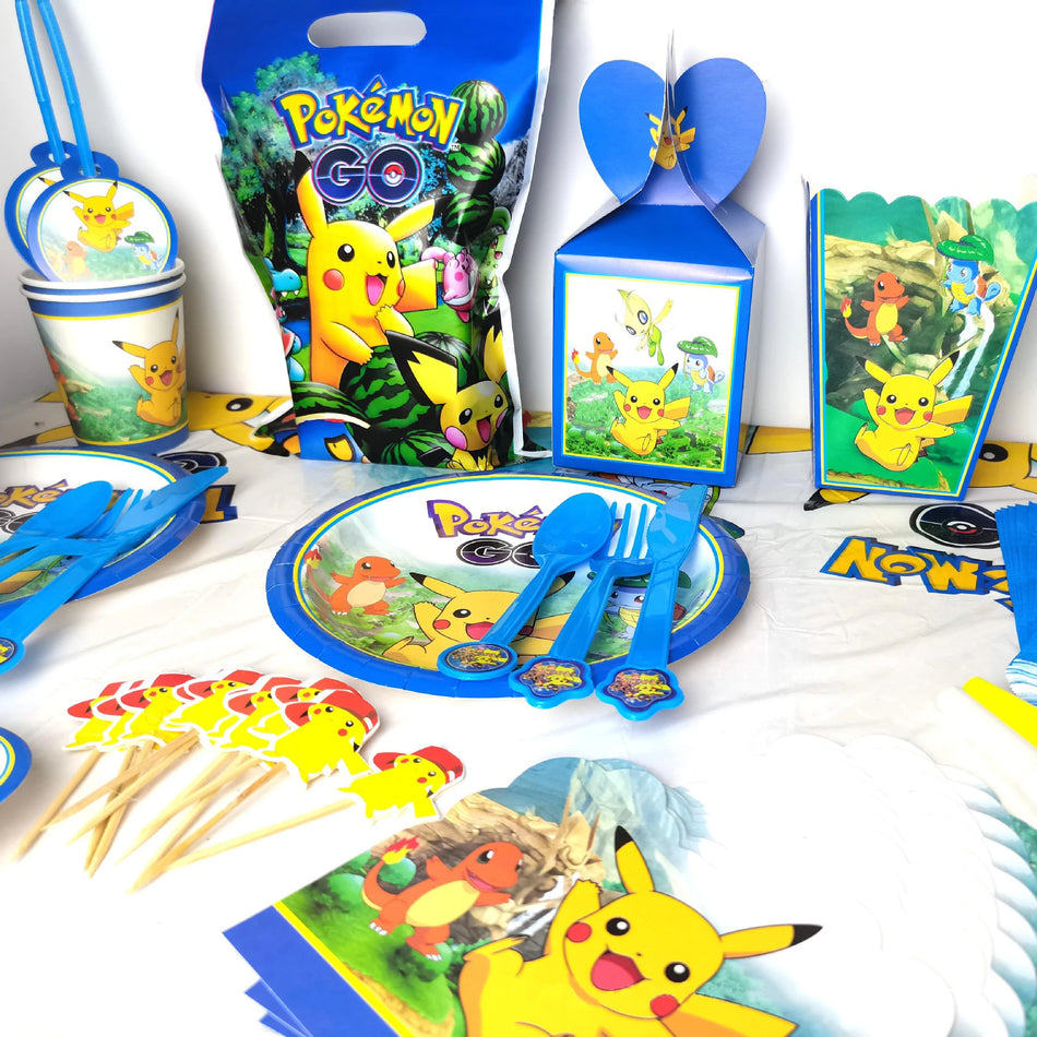 🔵 Pokemon Birthday Party Suppies - Pikachu Balloons Cups Πλάκες Napkin Banner 3 χρονών - Κύπρος
