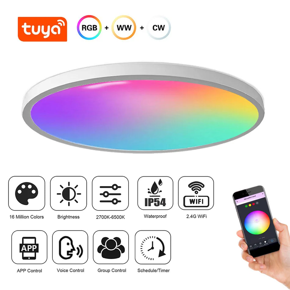 Zemismart Zigbee Akıllı Tavan Lambası Tuka LED Işık 24W RGBCW Dimmabable Montaj Lambası Alexa Google Ev Kontrolü İç Mekan Dekorasyonu