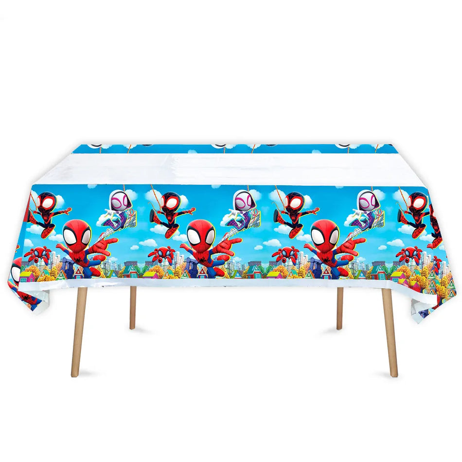 🔵 Spidey And Amazing Friends Tablecloth Decorations Plastic Superhero Table Cover Spiderman Theme Baby Shower Kids Party Supplies