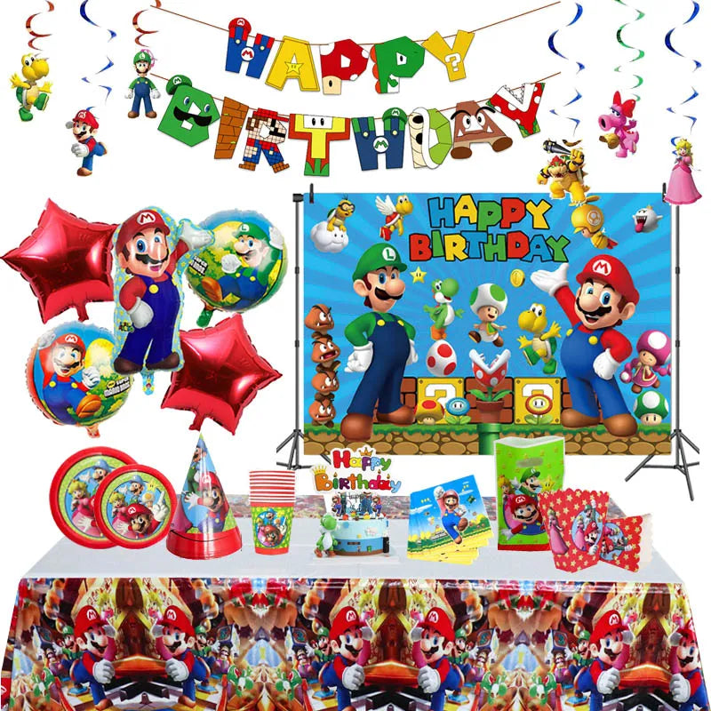 🔵 Super Mario Doğum Günü Partisi Malzemeleri Süslemeler Paketi - Kıbrıs