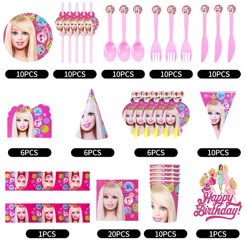 🔵 Barbie Doğum Günü Partisi Dekorasyon Seti - Kıbrıs