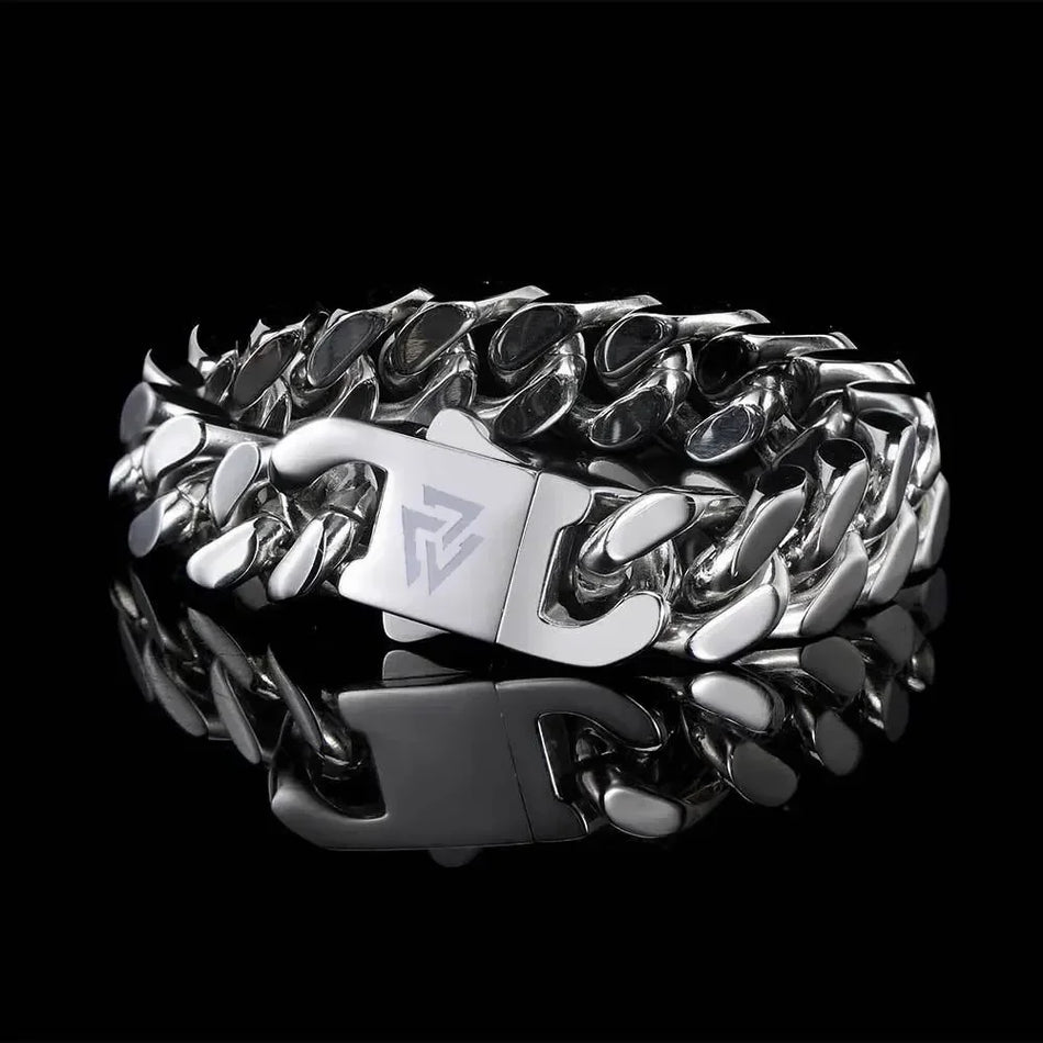 Punk Hip Hop Stylish Stainless Steel Cuban Chain Bracelet for Men