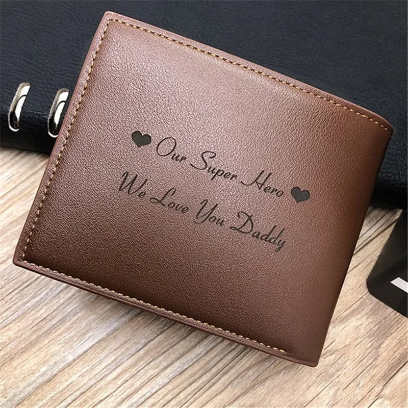 Custom Engraved Bifold Wallet with Photo - Perfect Father's Day Gift