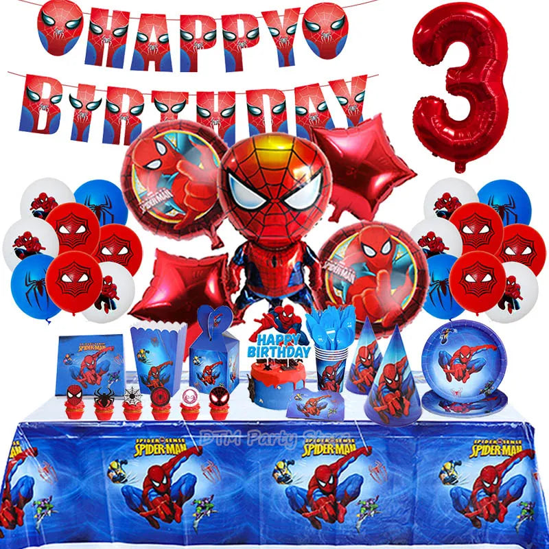 🔵 Набор воздушных шариков и партий -пауков - праздновать с тематическими принадлежностями Marvel - Кипр