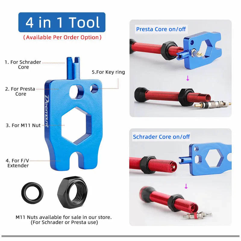 Deemount 2pcs Schrader A/V Клапаны для MTB и дорожного велосипеда бескамерные диски