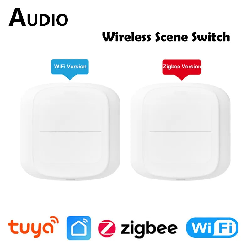 Tuya WiFi Zigbee Smart Scene Wireless Switch Button Controller Controller Automation Snacario 2 Gang Smart Home Gadgets Smart Control