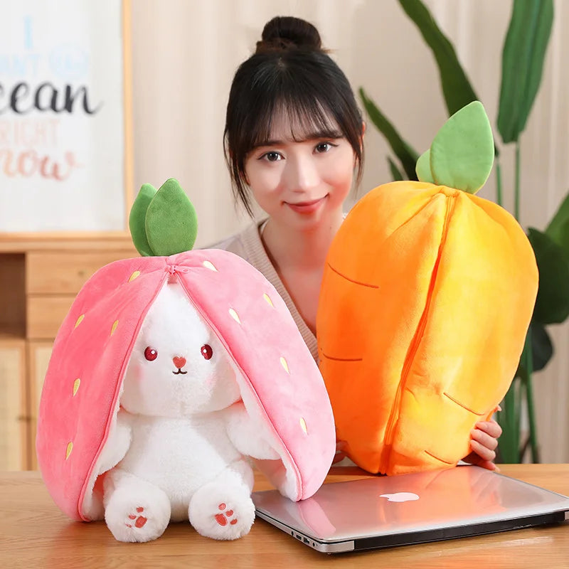 BABIQU 35cm Plush Carrot Rabbit Doll in Strawberry Bag