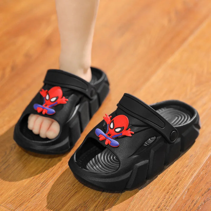 Sandales de plage Spiderman Disney pour les tout-petits - chaussures décontractées en cuir Pu respirant