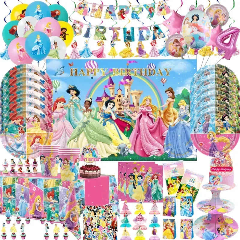 🔵 Disney Princess Happy Girl Birthday Party Decoration Set - Cyprus