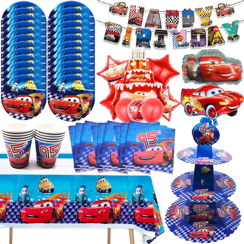 🔵 Disney Cars Lightning McQueen Birthday Party Decorations Tableware Plates Cups Backdrop - Cyprus