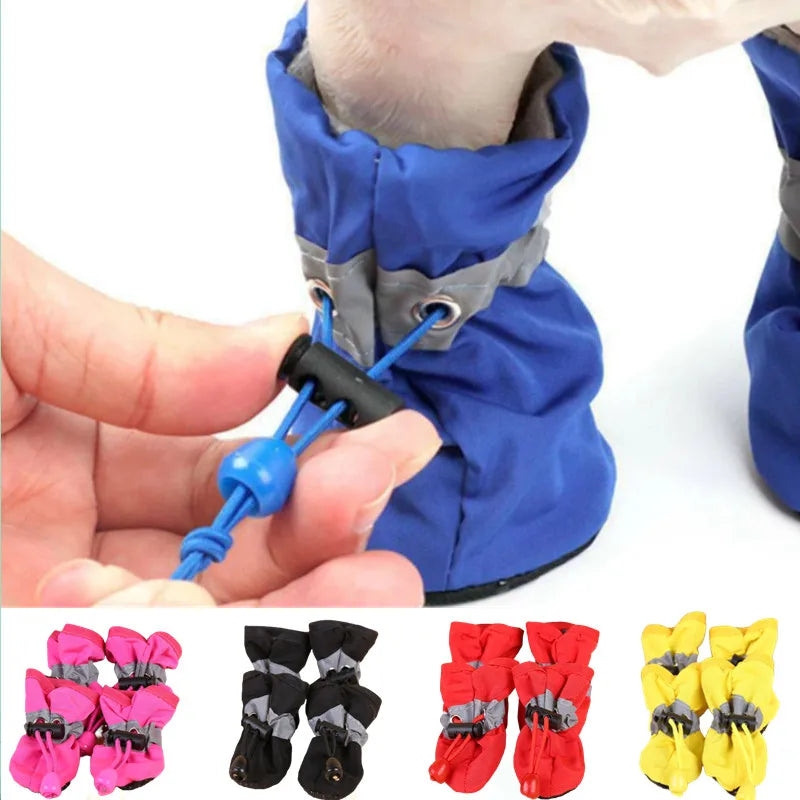 Waterproof Anti-Slip Pet Dog Shoes - 4pcs Set for Small Cats & Dogs