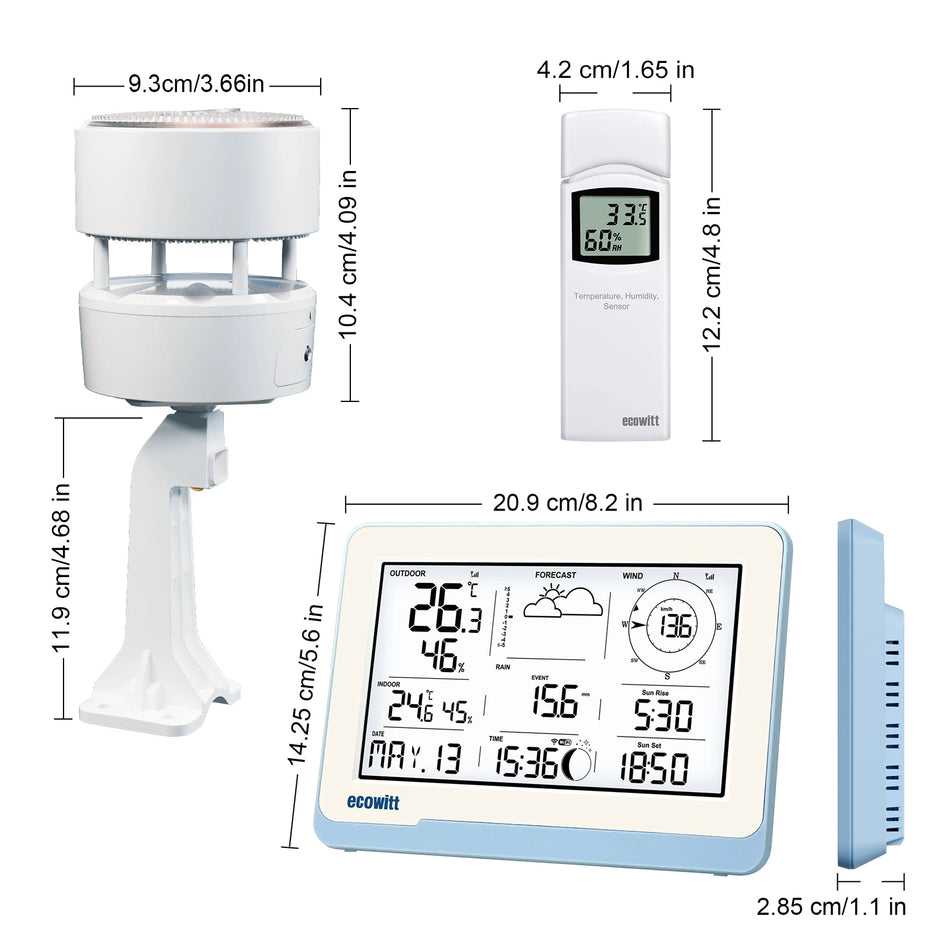 Station météorologique sans fil ECowitt Essense3 avec affichage de 7,5 '' - Système de surveillance météorologique complet