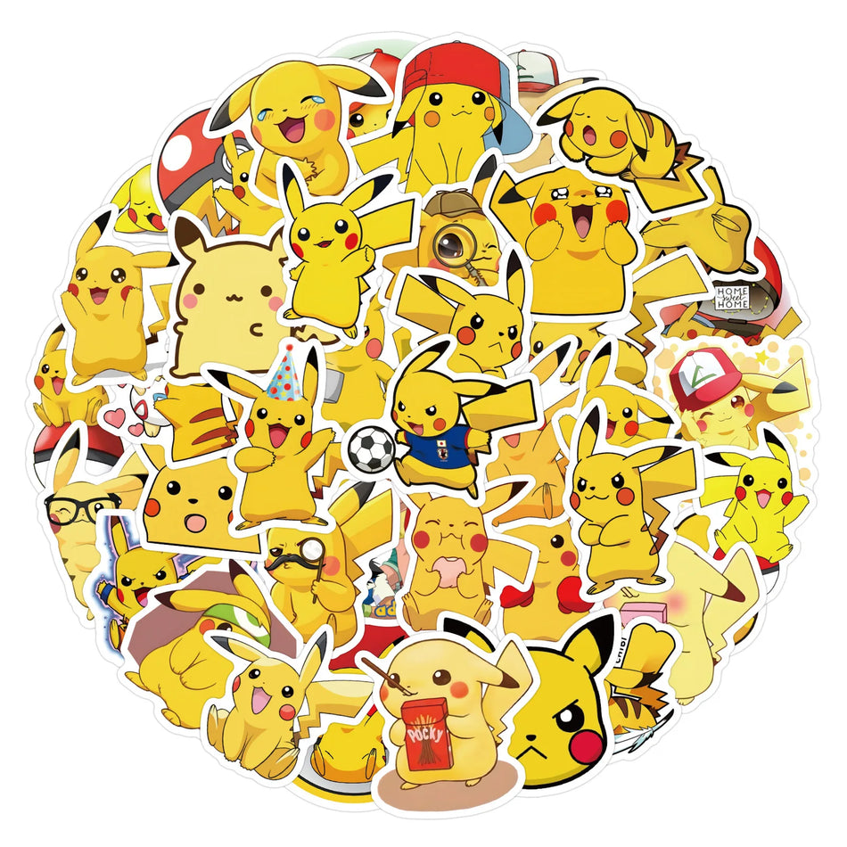 Kawaii Pikachu Anime Stickers Pack - 60 PCS DIY Hediyeleri için Mükemmel - Kıbrıs