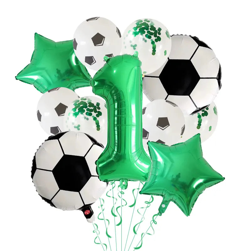 Green Number Soccer Party Balloons - 11Pcs Helium Foil Decorations - 30Inch - Cyprus