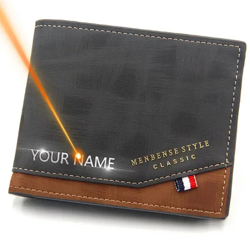 Personalised Classic Short Wallet with Coin Pocket for Men