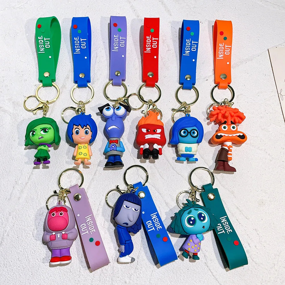 Inside Out Cartoon Keychain Kawaii Joy üzüntü anime figürleri sırt çantaları kolye oyuncakları - Kıbrıs