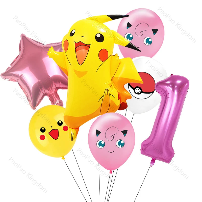 Pink Pokemon Balloons Party Decoration Supplies Squirtle Bulbasaur Birthday Party Baby Shower Balloon Decor Supplies Toys