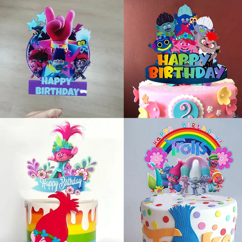 Trolls Акриловый торт Topper Happy Birthday Party Supplies Diy торт - Кипр