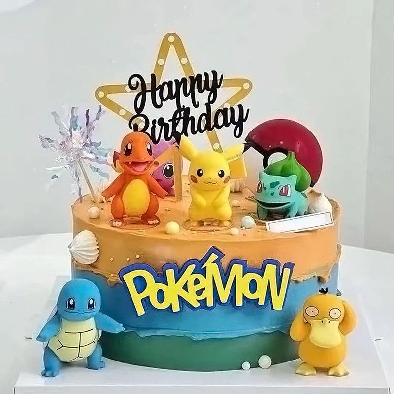 🔵 Pokemon kek anime figür seti Pikachu Party Dekorasyon Malzemeleri - Kıbrıs