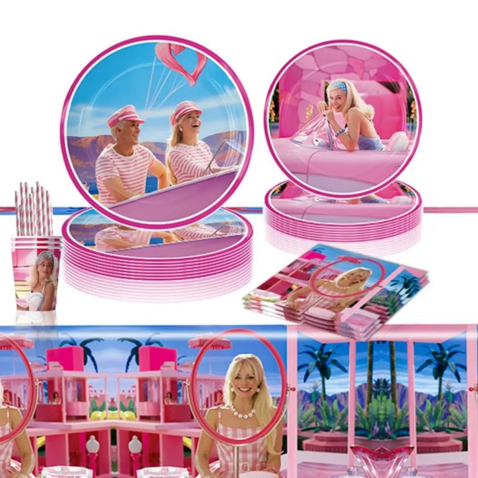 🔵 Набор вечеринок по случаю дня рождения Disney Barbie - посуда и украшения 🎉 - Кипр