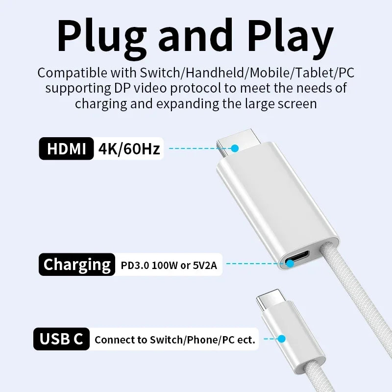 PD şarjlı 4K USB C ila HDMI kablosu - Kıbrıs