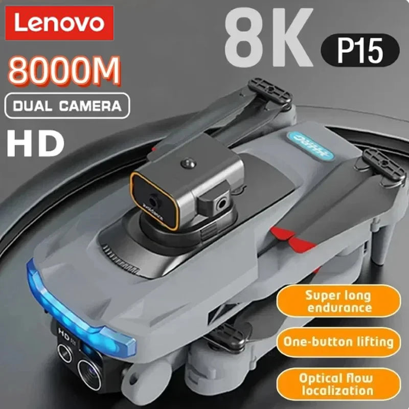 Lenovo P15 Mini Drone 4k Profesyonel 8K HD Kamera Engellerden Kaçınma Hava Fotoğrafçılığı Fırçasız Katlanabilir Quadcopter Hediyeler Oyuncaklar