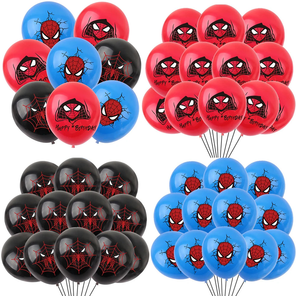 🔵 Spiderman 12 inç lateks balonlar hava globos erkek doğum günü partisi dekorasyon oyuncakları - Kıbrıs