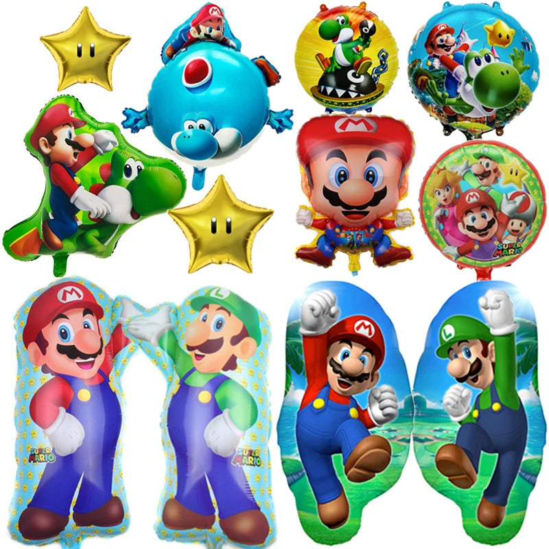🔵 Super Mario Bros Foil Balloon for Baby Birthday Party Photo Props - Cyprus