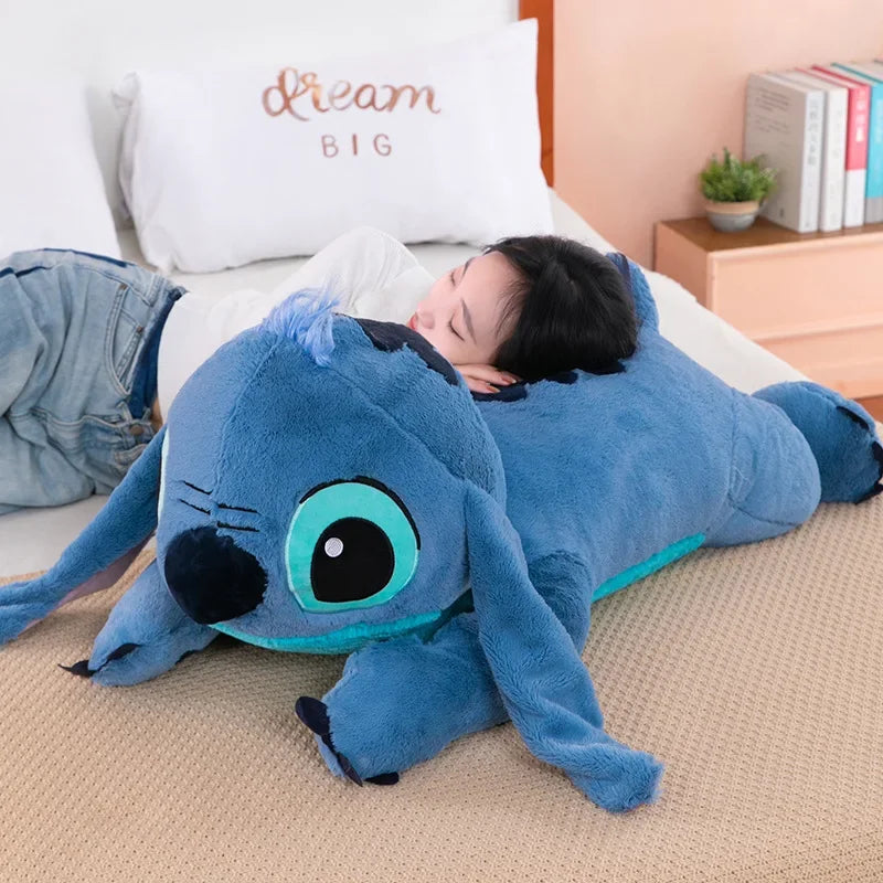 Miniso mavi Stitch Peluş bebek - çocuklar için sevimli uzun yastık oyuncak