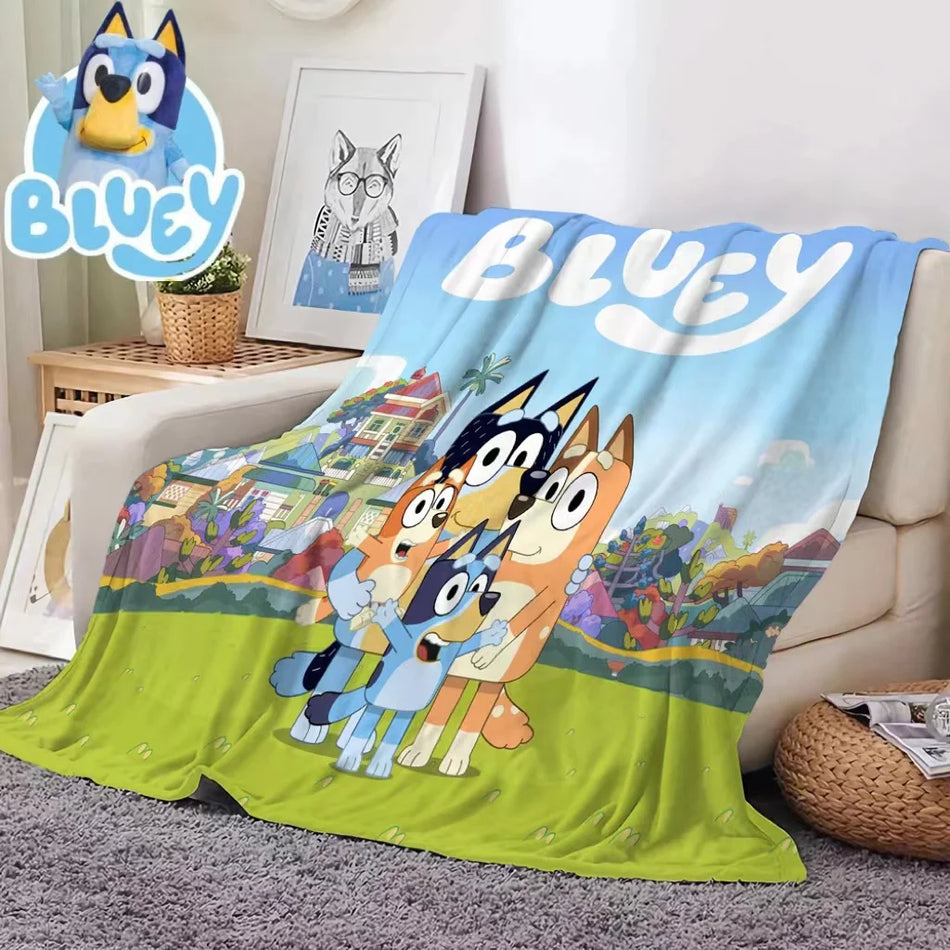 Bluey Family Flannel Blanket - Perfect for Home, Sofa, and Naps