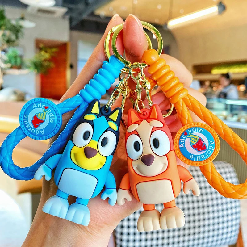 🔵 Anime Cartoon Bluey Family Doll Creative Car Chain Keychain Bag Pendant Couple Exquisite Gift Children's Backpack Pendant Gift
