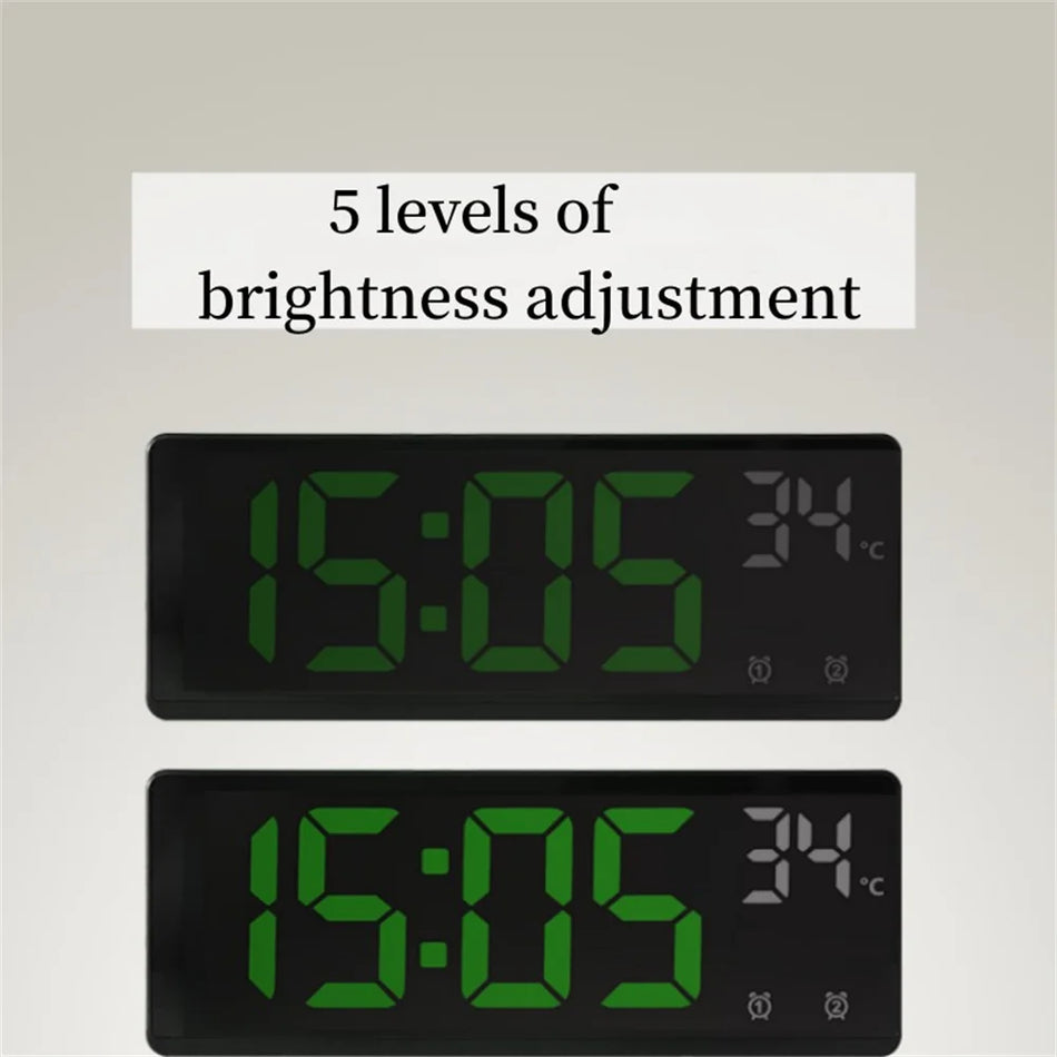 Voice Control Digitale Wecker Temperatur Dual Alarm Snooze Desktop Tischuhr Nachtmodus 12/24H LED -Uhr Uhr