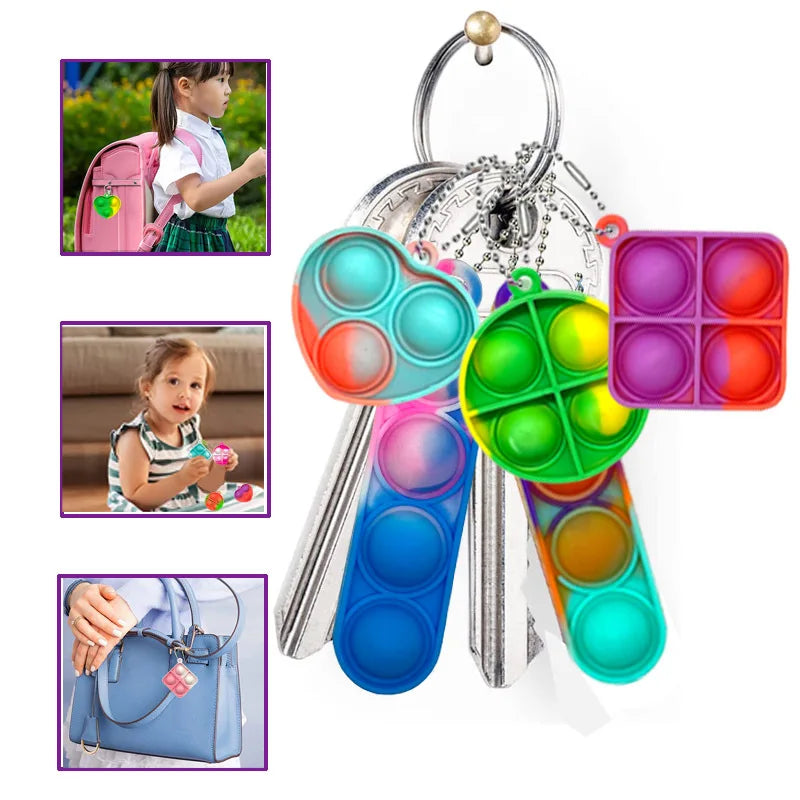 20Pcs Mini Pop Keychain Toddler Sensory Fidget Toys Bulk for Classroom Prizes Kids Birthday Party Favors Goodie Bag Stuffers