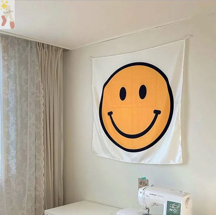 🔵 Korean Smiley Yüz Alfabe Arka Plan Bezi Çocuk Odası Duvar Dekorasyonu - Kıbrıs