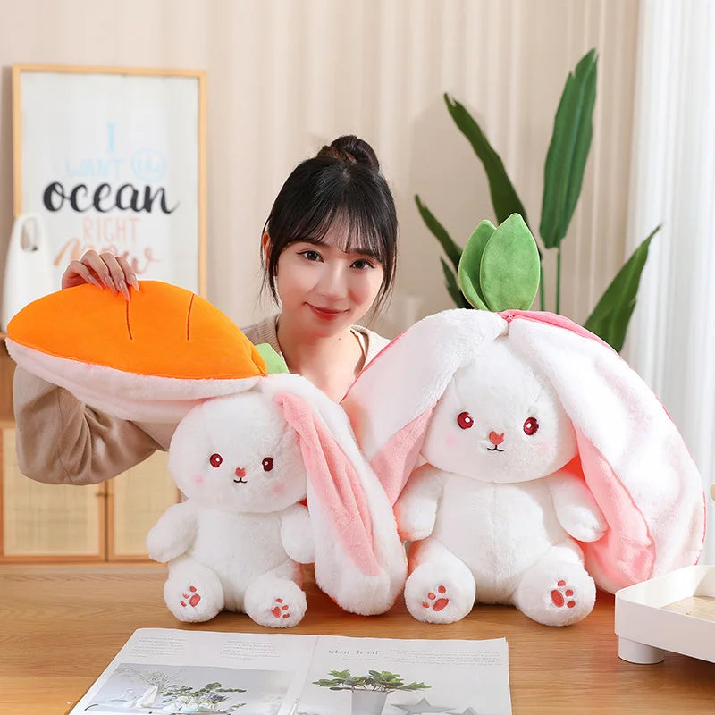 Kawaii Pink Rabbit Plush Toy με καρότο και φράουλα