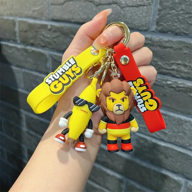 MINISO Stumble Guys Keychain - Cute Banana Person & Fire Dragon Figure Car Ornament - Cyprus