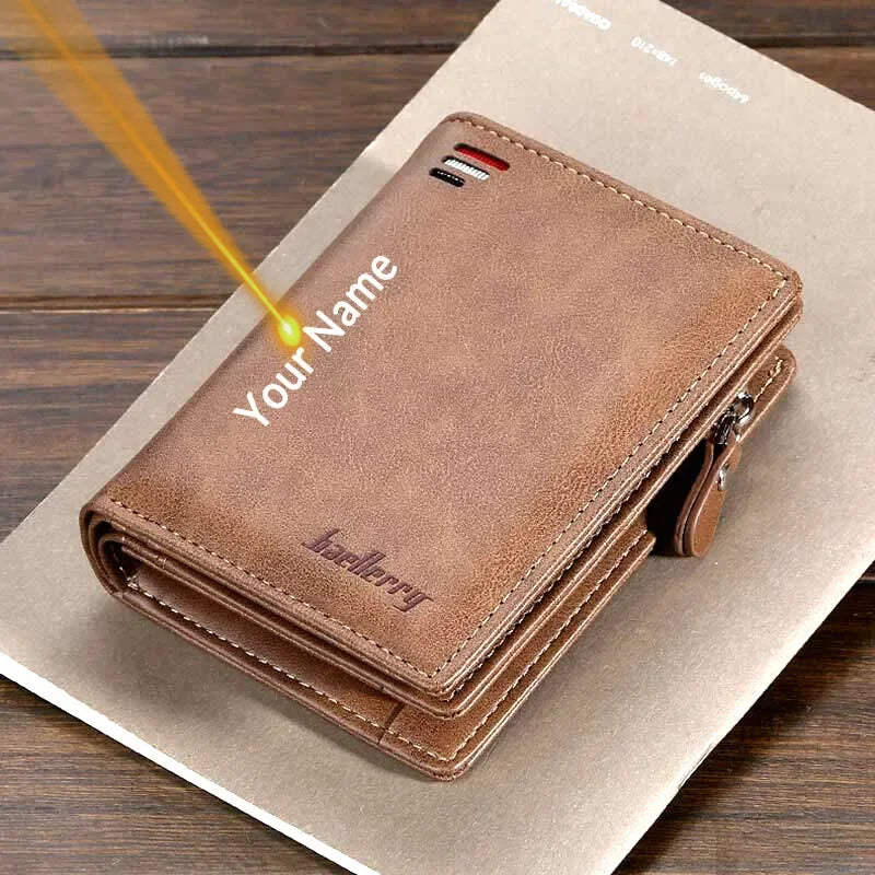 CEXIKA Personalised PU Leather Men's Zipper Wallet