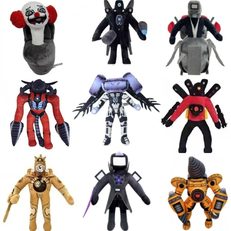 Skibidi Tuvalet Peluş Oyuncaklar - Clockman, Titan, TV Man & Speakerman Korku Dolls